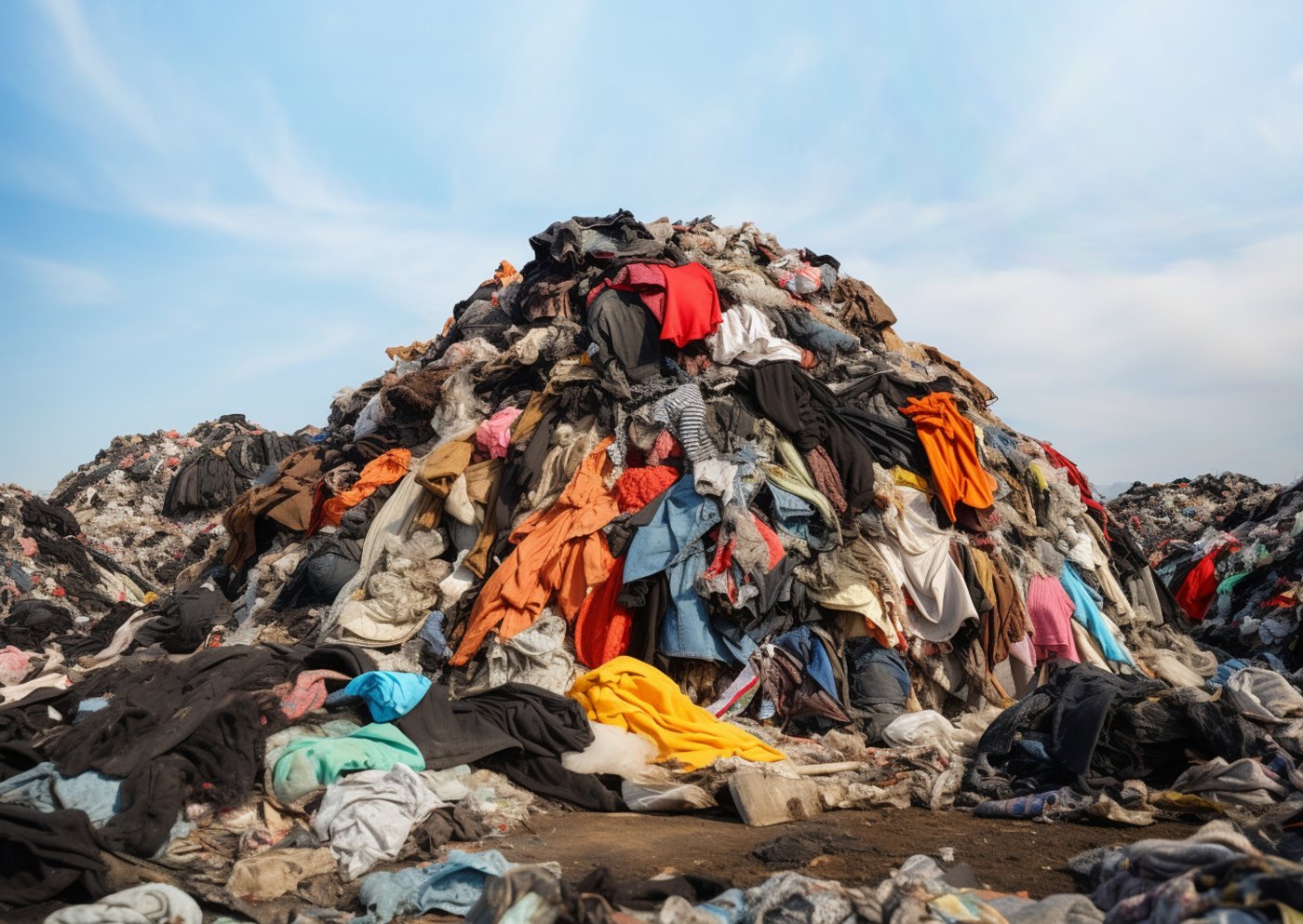 Clothes Landfill full of polyester and textile waste